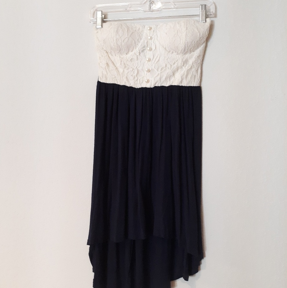 Rue 21 sz S strapless high low navy blue dress